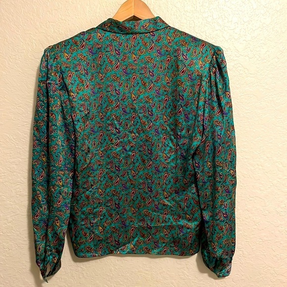 Vintage Ricki Sport By Miss Erika Paisley Silk Long Sleeve Button Front Size 6 - Picture 3 of 4